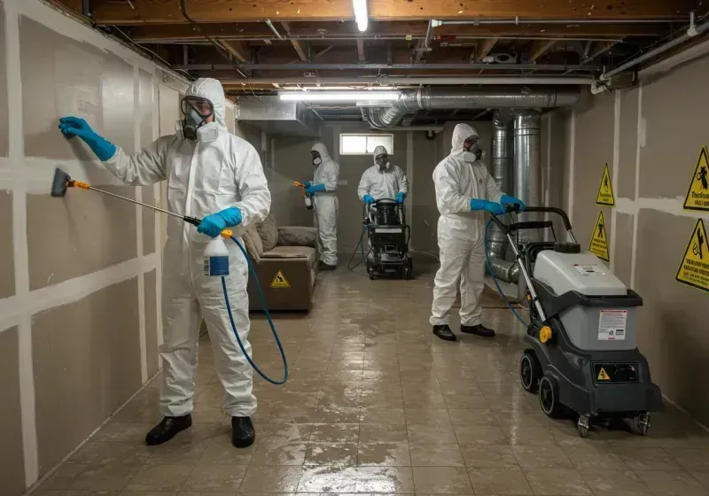 Basement Moisture Removal and Structural Drying process in Baiting Hollow, NY